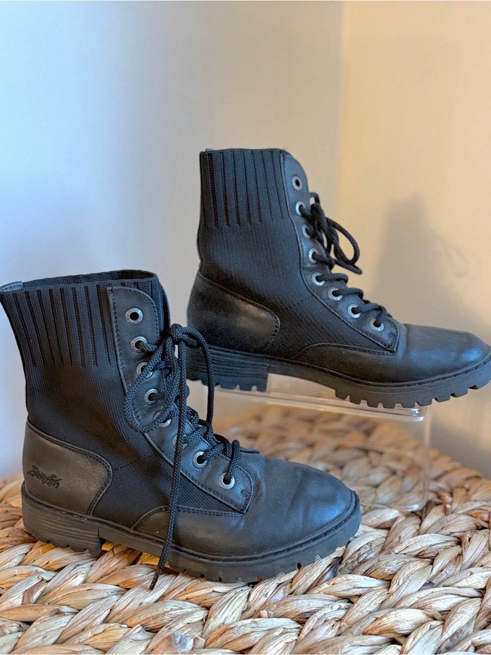 Blowfish Black Lace-Up Combat Ankle Boots
